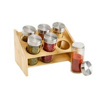 Gewürzregal Petra Silberfarben/Hellbraun, 7-tlg. - Hellbraun/Transparent, KONVENTIONELL, Glas/Holz (13,80/19/13,80cm) - Mömax