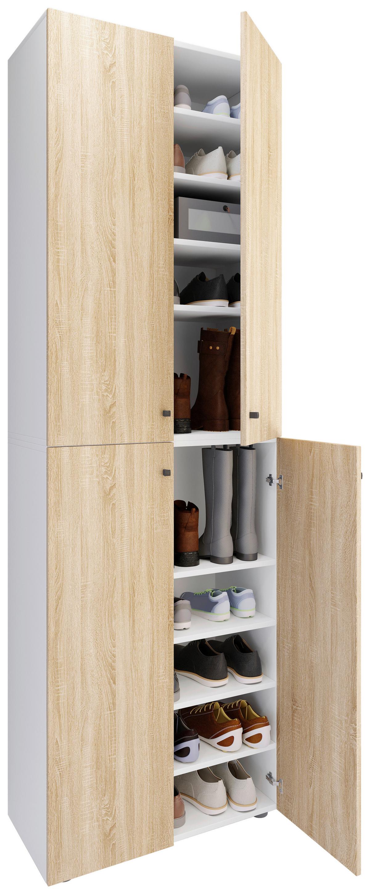 Schuhschrank LONA Weiß ca. 70x220x40cm - Silberfarben/Schwarz, Design, Holzwerkstoff/Kunststoff (70/220/40cm) - MID.YOU