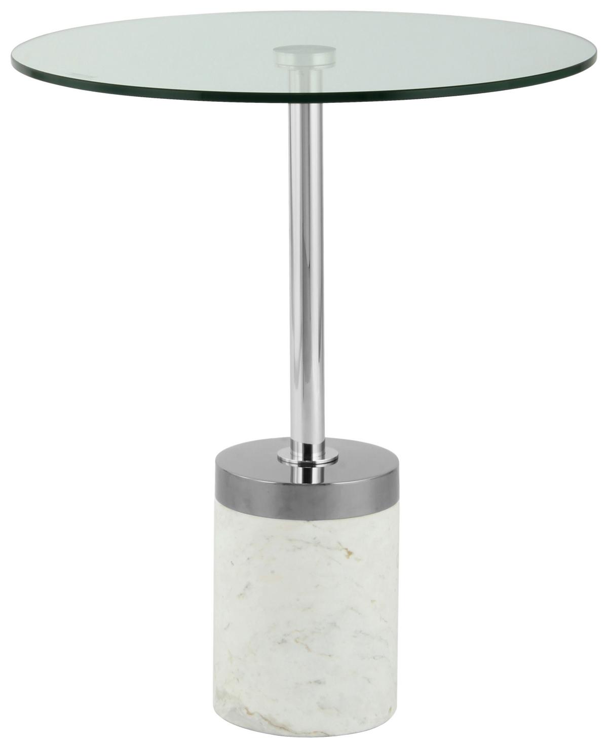 BEISTELLTISCH LANA 125 SILBER / WEISS - Weiss/Silberfarben, Design, Glas/Stein (46/46/53cm) - Kayoom