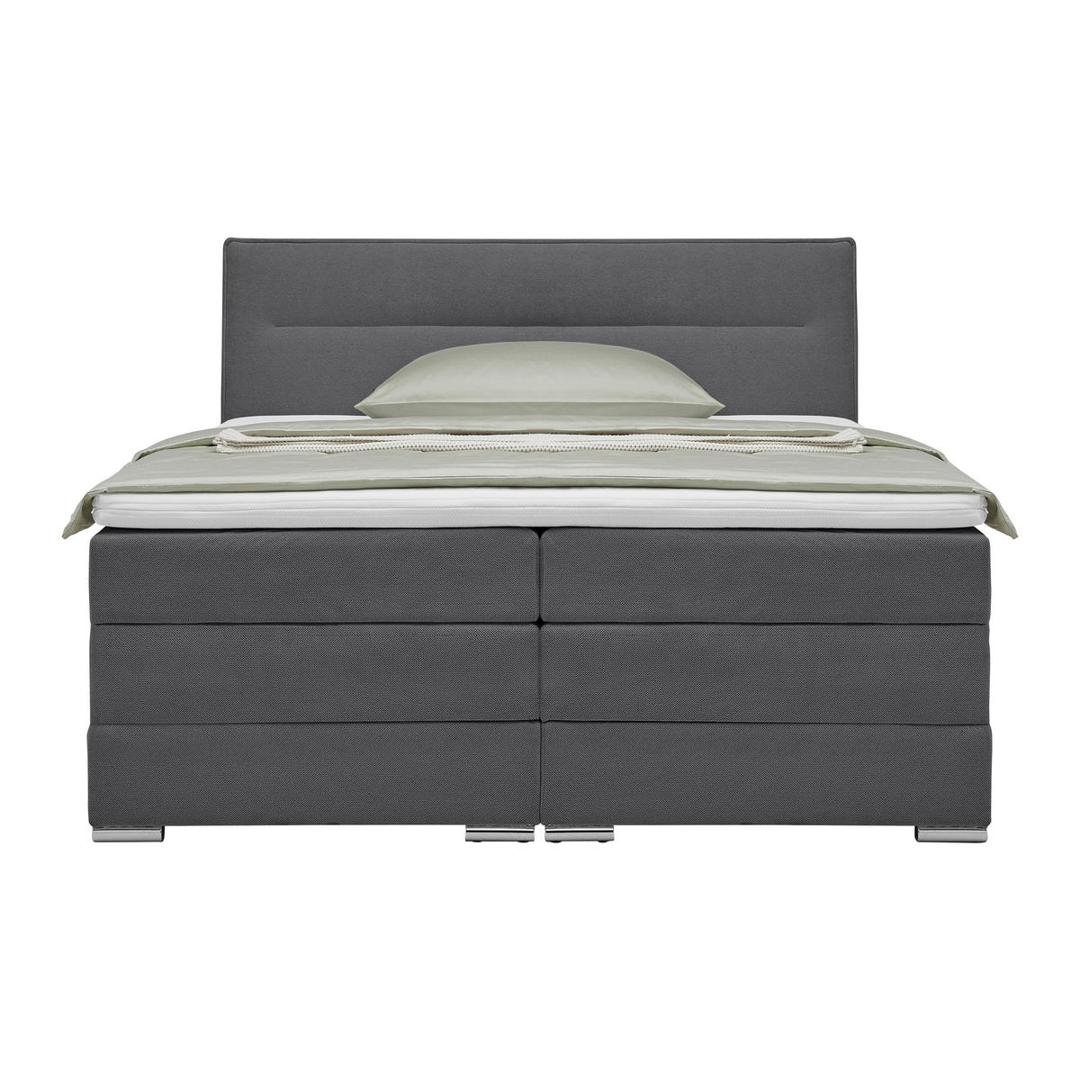 Boxspringbett Papilon Anthrazit ca. 180x200cm - Anthrazit/Zinkfarben, Konventionell, Holz/Holzwerkstoff (180/200cm) - Premium Living
