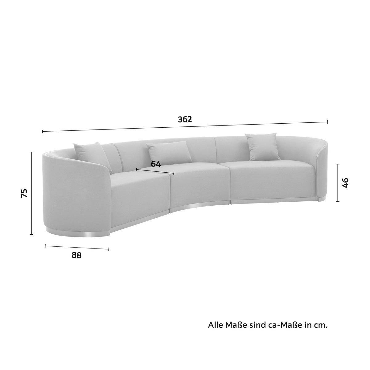 DUŻY NAROŻNIK PIA - kolor złoty/szary, Modern, metal/drewno (362/75/88cm) - Bessagi Home