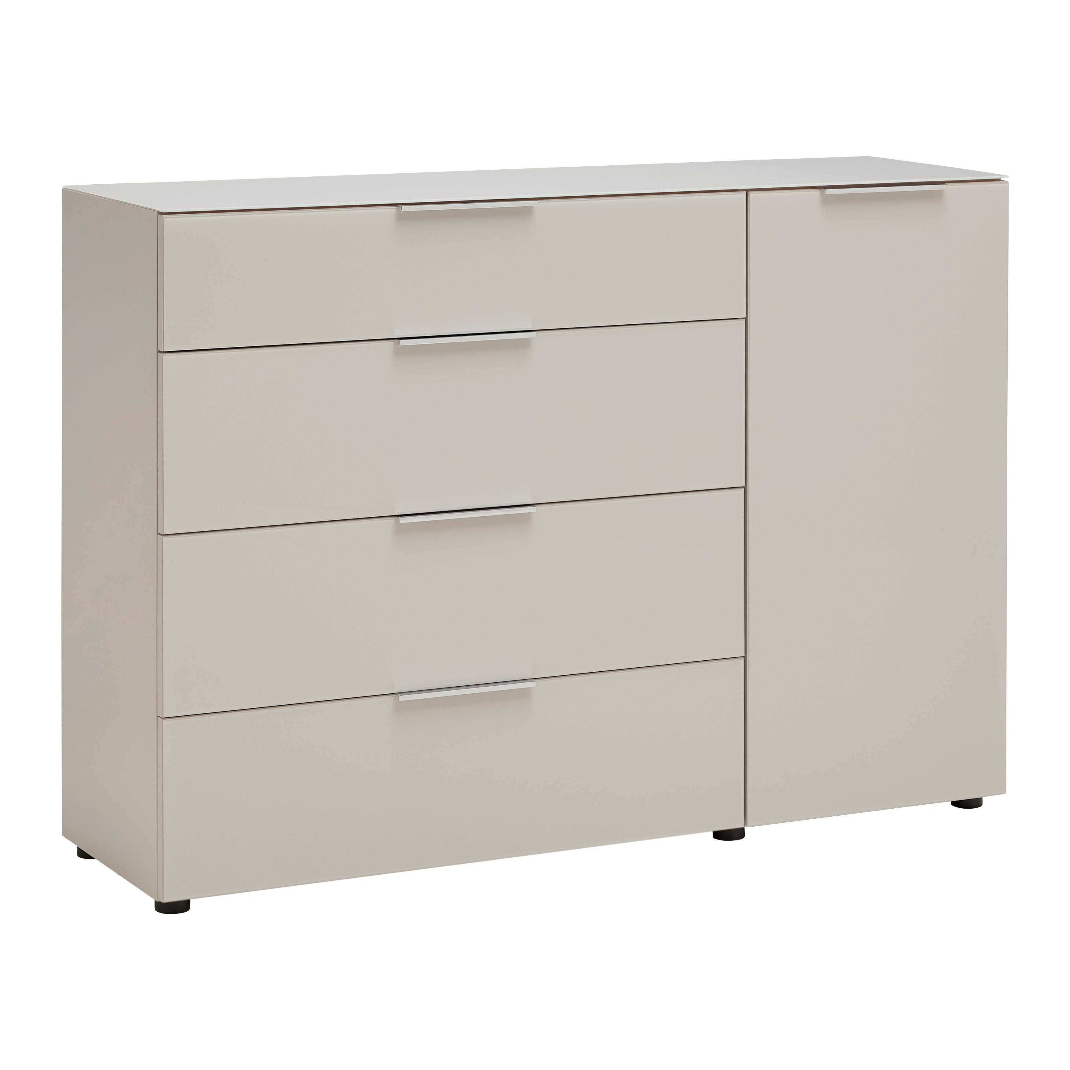 Kommode Siena Kaschmirfarben - Chromfarben/Kaschmir, MODERN, Glas/Holzwerkstoff (135/99/40cm) - Mömax