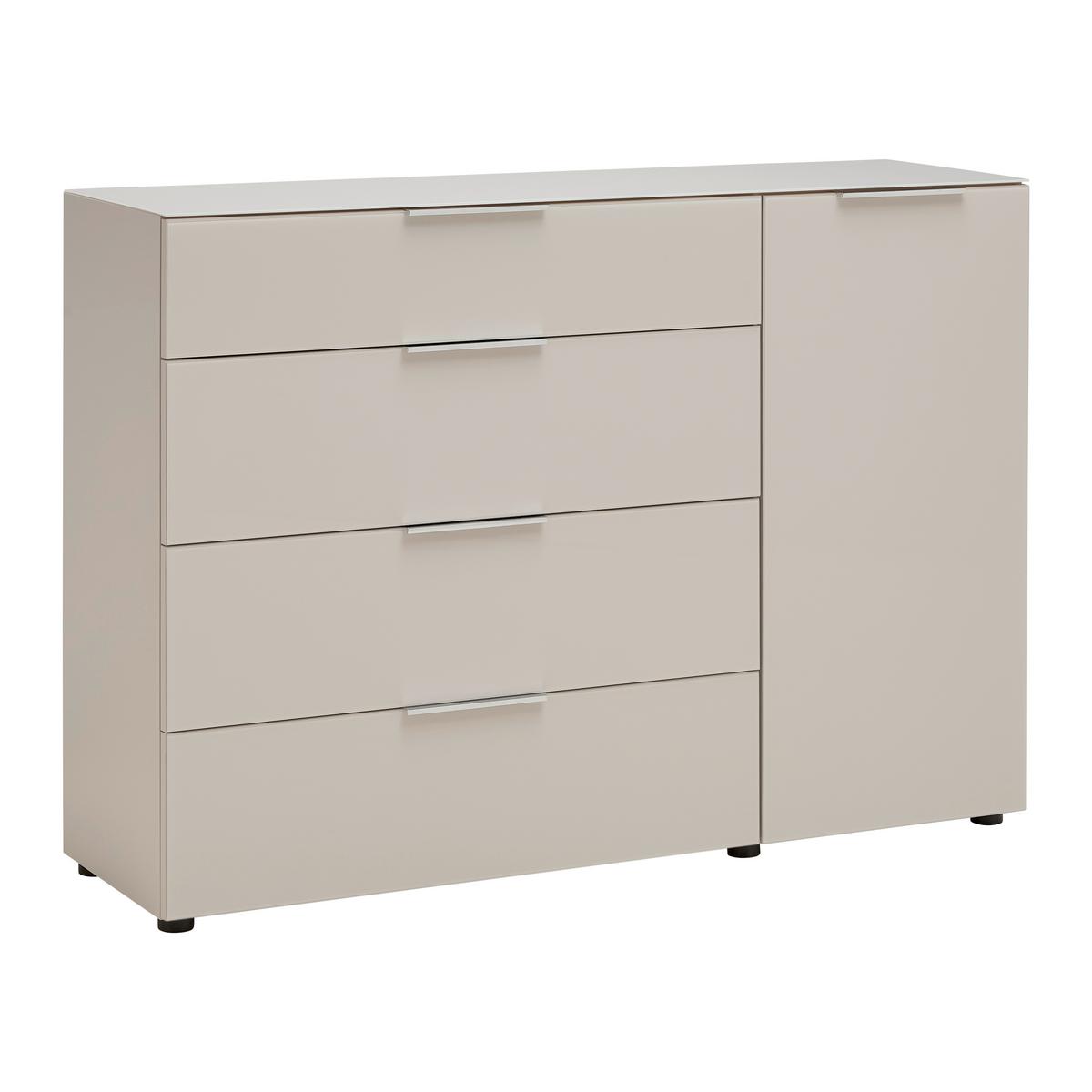 Kommode Siena Kaschmirfarben - Chromfarben/Kaschmir, MODERN, Glas/Holzwerkstoff (135/99/40cm) - Mömax