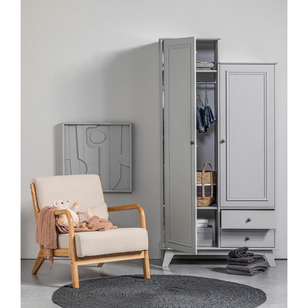 Drehtürenschrank Lily Grau - Schwarz/Grau, Basics, Holz/Metall (98/190/41cm) - MID.YOU