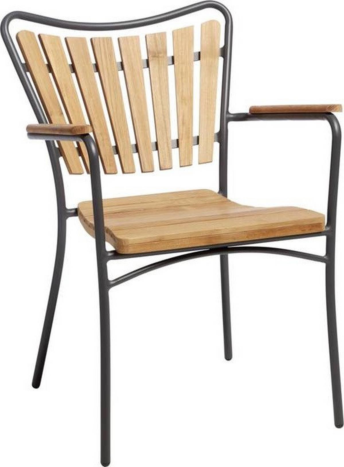 Gartenstuhl Ellen Anthrazit/Teak stapelbar - Anthrazit/Teakfarben, KONVENTIONELL, Holz/Metall (58,5/78/56,5cm) - Gardenson