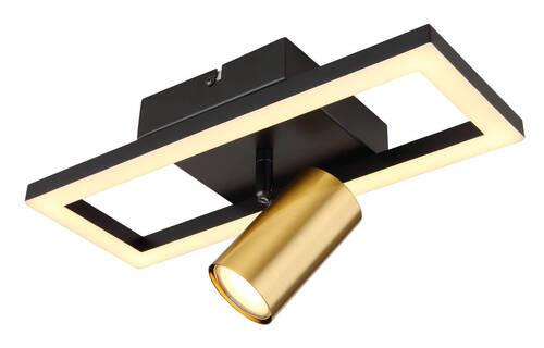 LED-Wandleuchte Marrie Schwarz/Messing max. 12 Watt - Messingfarben/Opal, Design, Kunststoff/Metall (13/15/35cm) - Globo