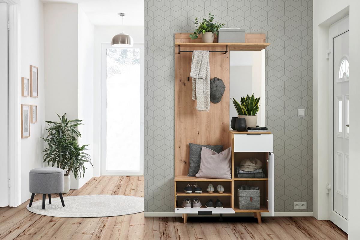 PRZEDPOKÓJ NORDIC I - biały/dąb artisan, Konventionell, materiał drewnopochodny (100/204/40cm) - Xora