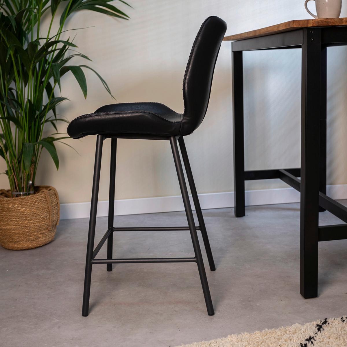 Barhocker-Set Barron 2er-Set ca. 47x99 cm Schwarz - Schwarz, KONVENTIONELL, Kunststoff/Textil (47/99/55cm) - MID.YOU