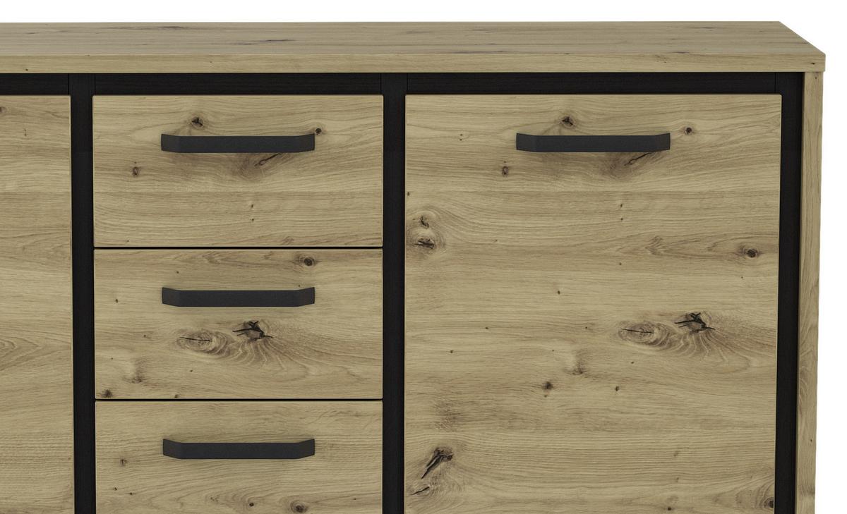 Kommode "Trondheim" , Schwarz, Eiche - Eichefarben/Schwarz, MODERN, Holzwerkstoff/Kunststoff (138,4/91,2/41,5cm) - MID.YOU