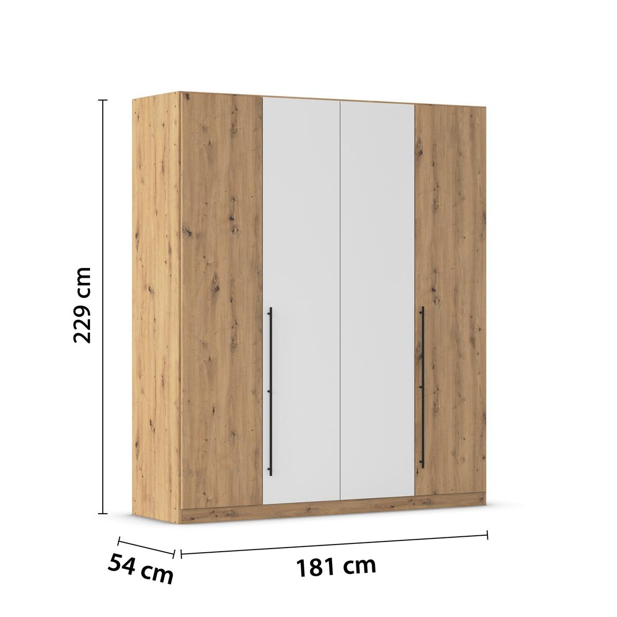 Șifonier Safari - alb/stejar Artisan, Konventionell, material pe bază de lemn (181/229/54cm)
