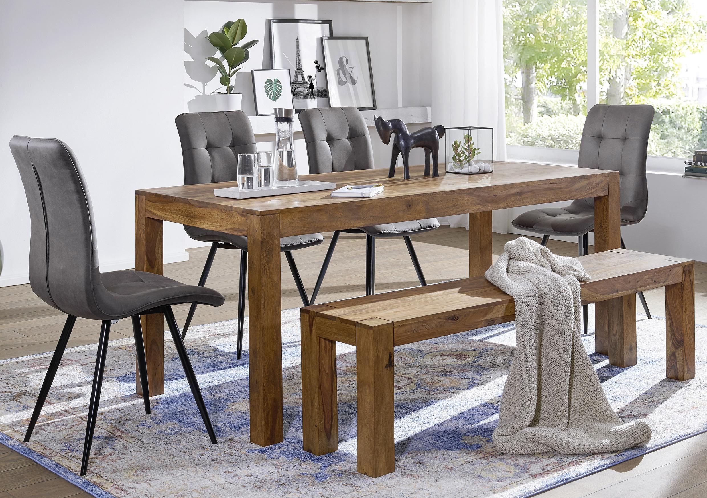Sitzbank "Mumbai", aus Sheesham - Sheeshamfarben, MODERN, Holz (120/45/35cm) - MID.YOU