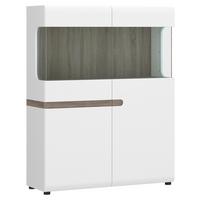 Vitrina Linate, Bela, Barva Hrasta - črna/barva hrasta tartuf, Moderno, umetna masa/steklo (109,4/143,2/41,9cm)