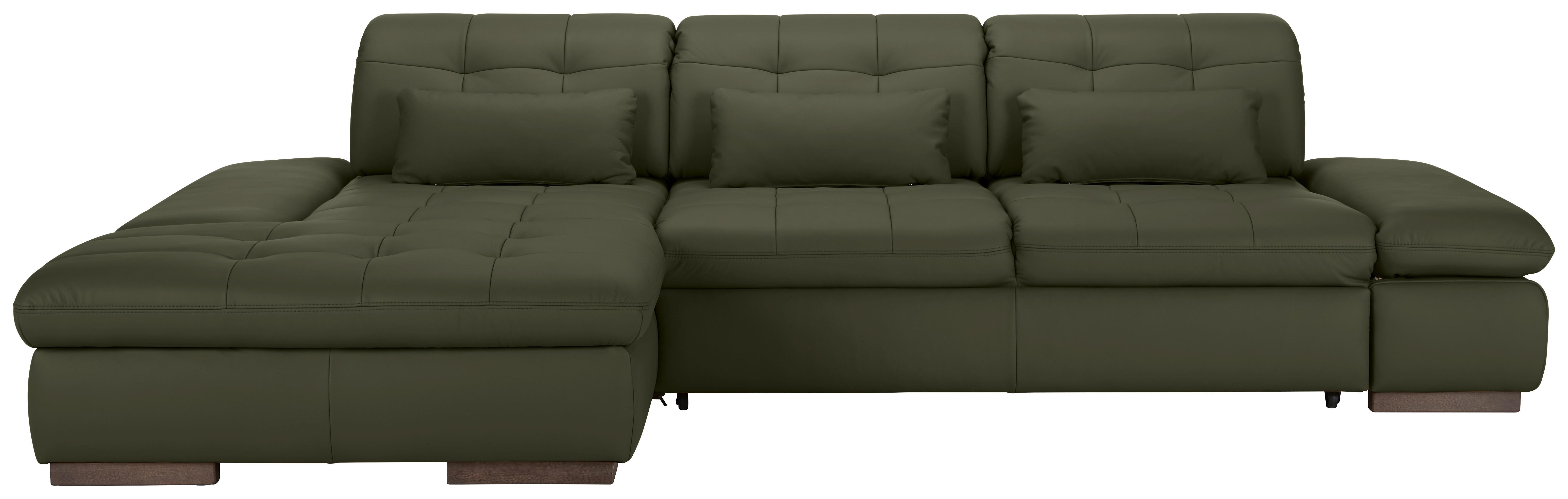 Wohnlandschaft Sanfino Leder Anthrazit - Chromfarben/Anthrazit, KONVENTIONELL, Leder/Metall (199/79-96/305cm) - Premium Living