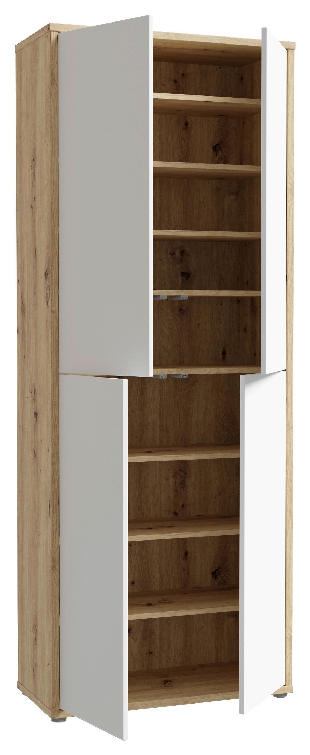 Ormar Za Cipele Alice - siva/hrast Artisan, Moderno, drvni materijal/plastika (74,5/191,9/34,9cm) - Modern Living