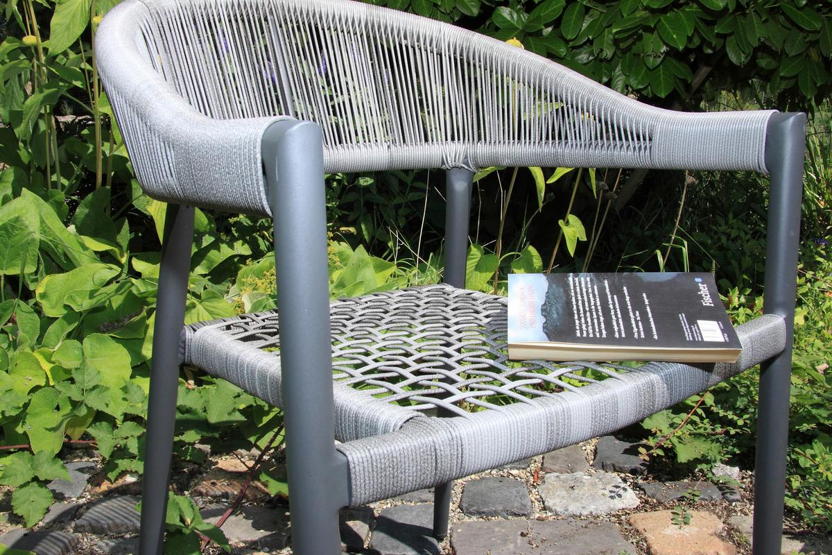 Gartensessel-Set 4-tlg. stapelbar Brooklyn Metall - Dunkelgrau/Graphitfarben, Basics, Kunststoff/Metall (56/58/78cm) - Gardenson