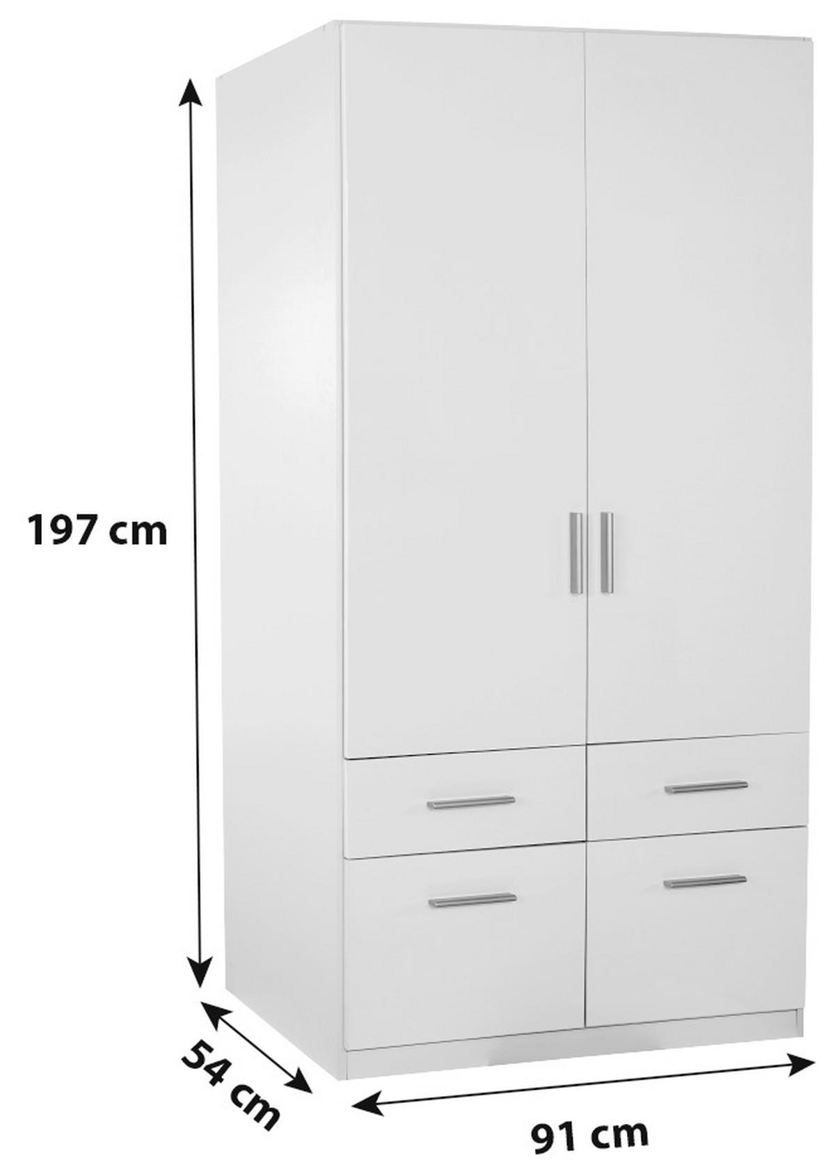 Ormar Za Odjeću Celle - bijela/bijela visoki sjaj, Moderno, drvo/plastika (91/197/54cm) - Modern Living