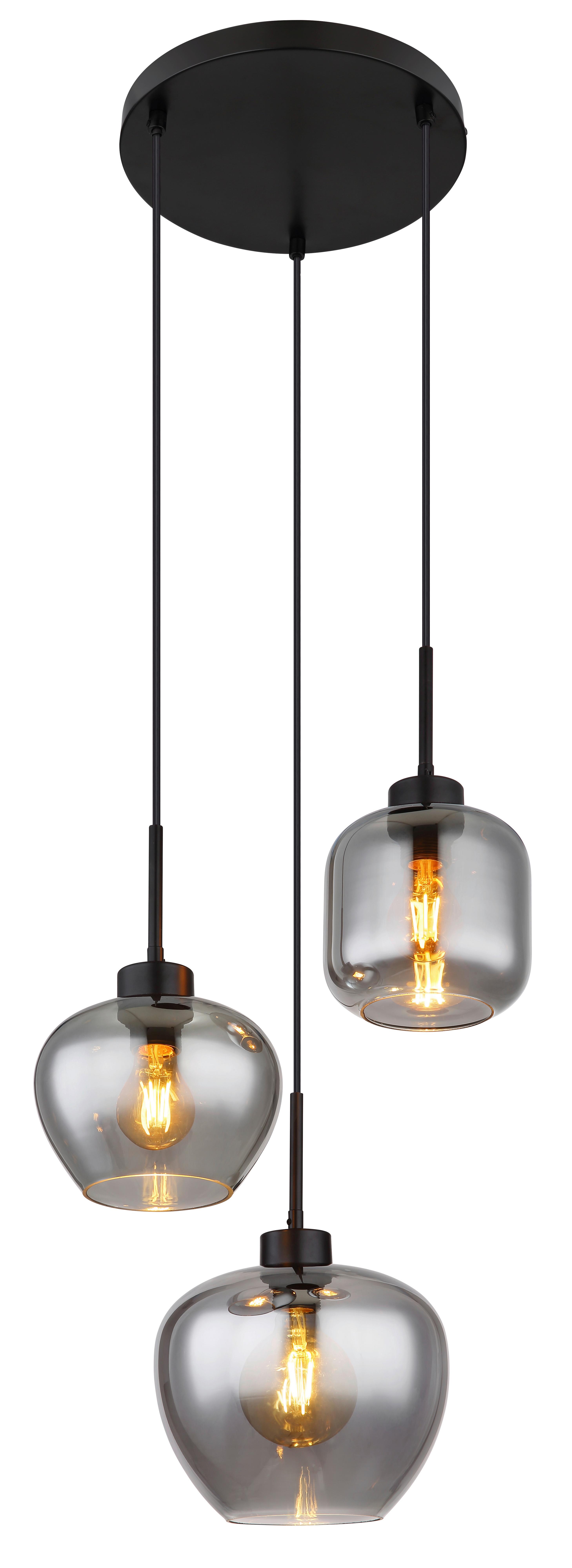 Hängeleuchte Matt Schwarz max. 40 Watt - Schwarz, Design, Glas/Kunststoff (38/120cm) - Globo