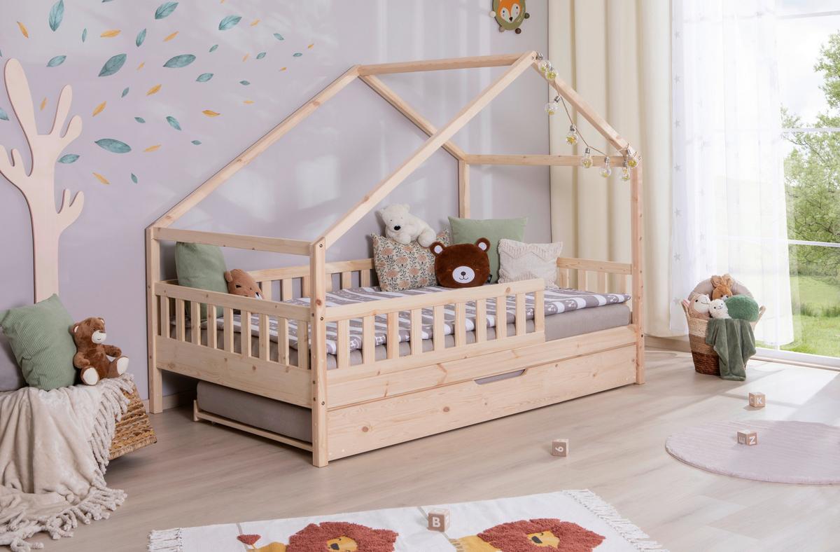 Hausbett Lou m. Zusatzbett ca. 140x200 cm Holz - Naturfarben, MODERN, Holz (140/200cm) - MID.YOU