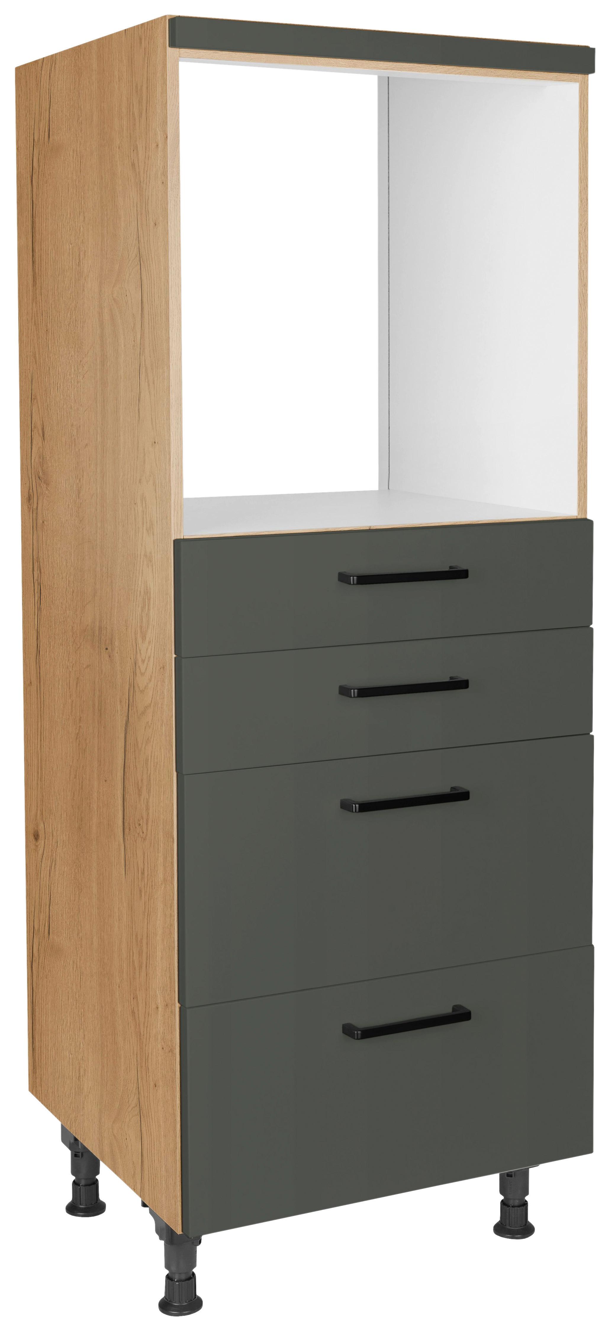 Geräteumbauschrank Easytouch Grün - Eichefarben/Schwarz, MODERN, Holzwerkstoff/Metall (60/168/58cm) - Nobilia