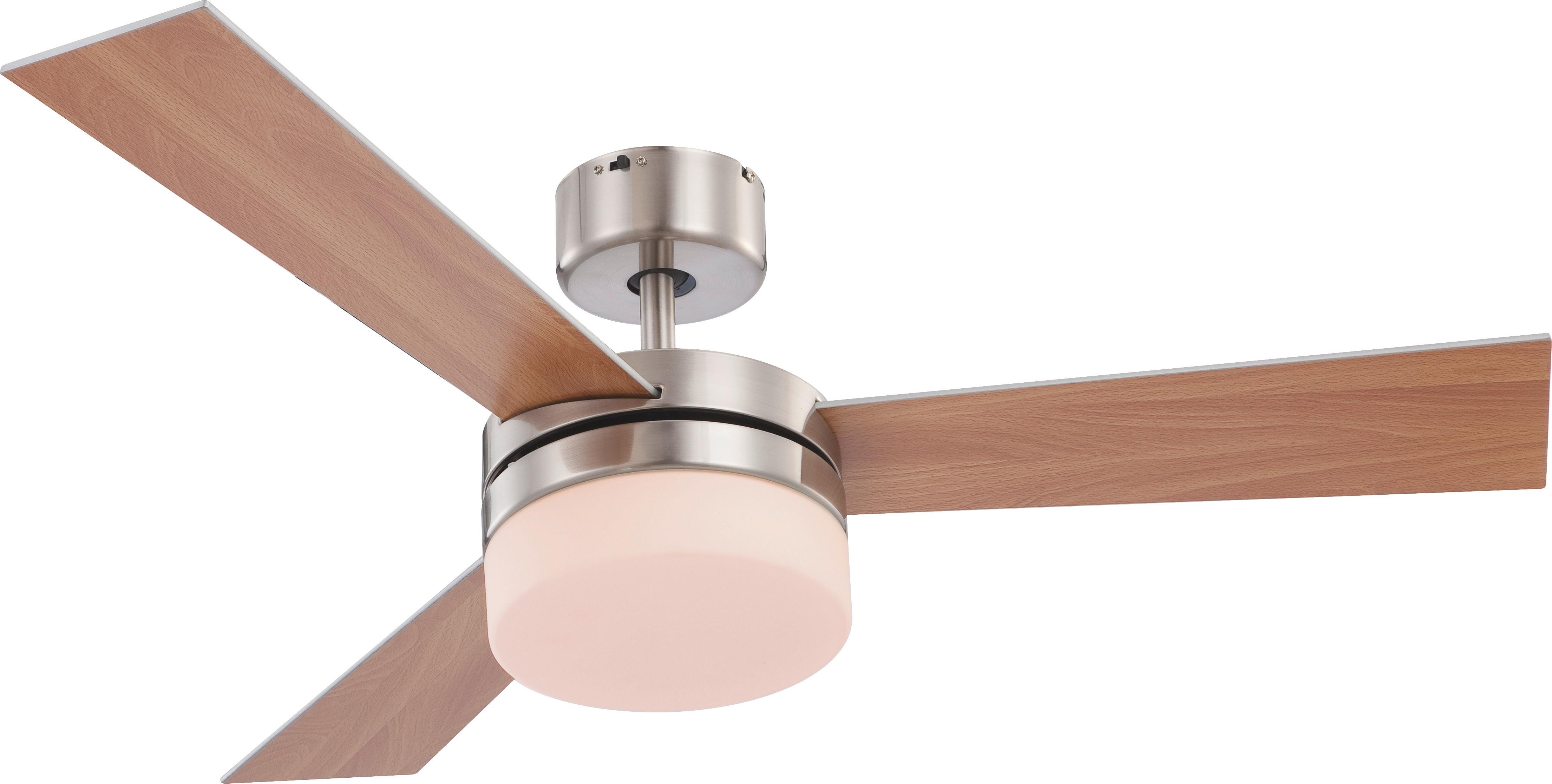 Stropni Ventilator Andreas - srebrne barve/rjava, Konvencionalno, kovina/steklo (105/30,5cm) - Globo