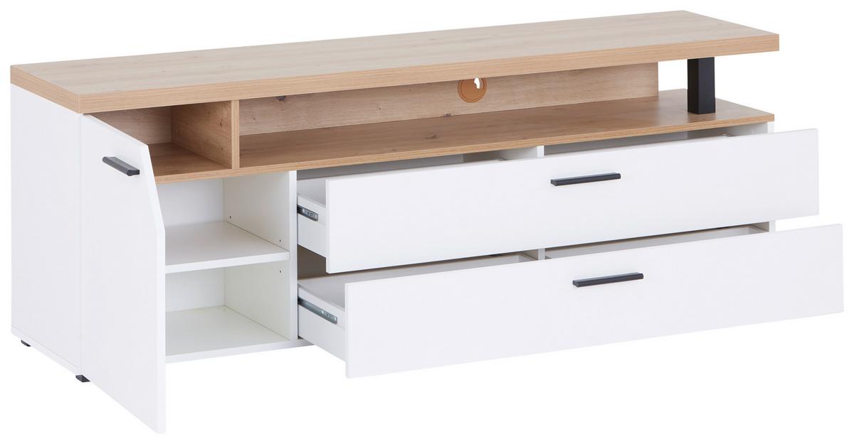 Tv Komoda Nico - bijela/hrast Artisan, Moderno, drvni materijal/plastika (160/58,4/40cm) - Modern Living