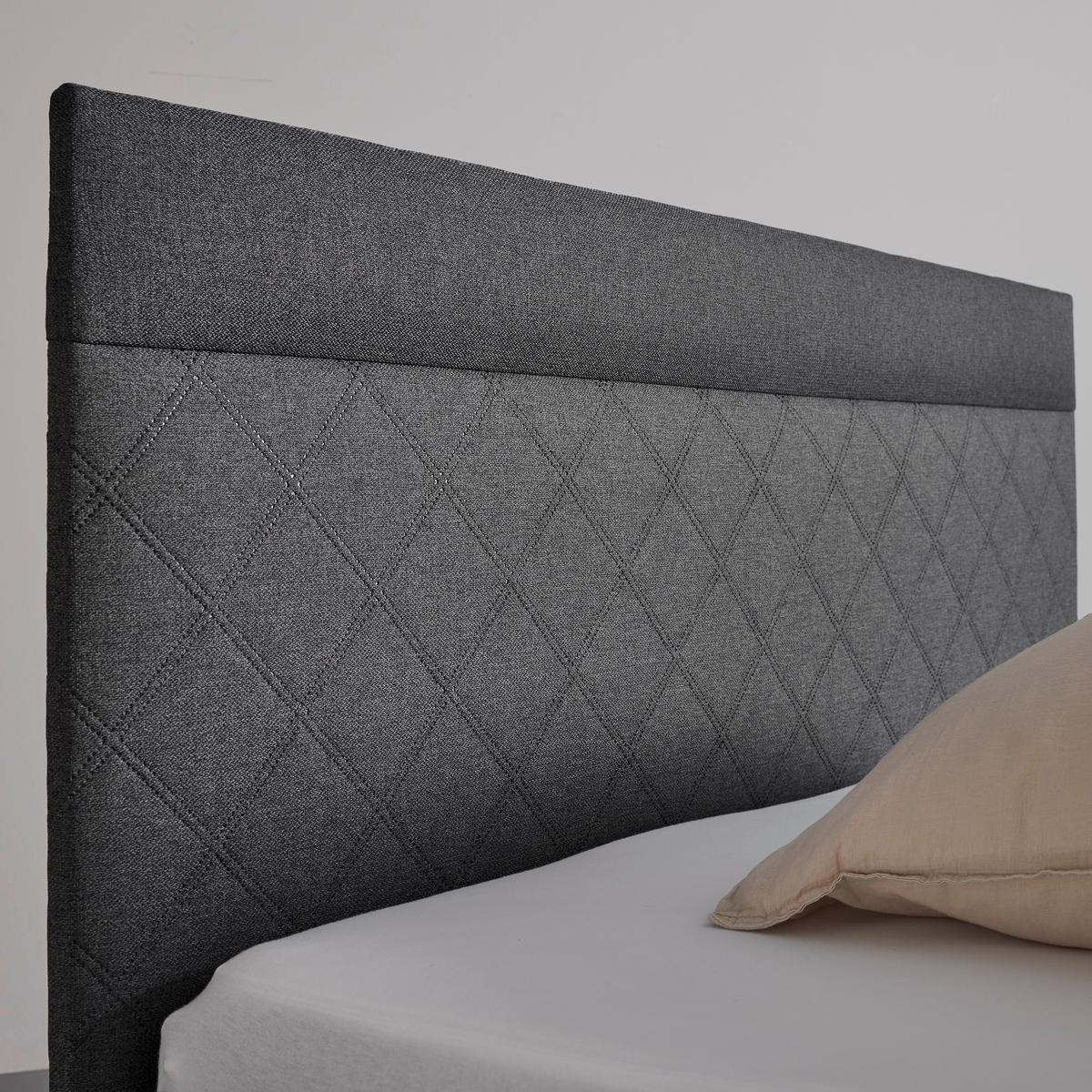 Boxbett 140x200 cm, "Rosa", grau, mit Topper - Dunkelgrau/Schwarz, MODERN, Holz/Holzwerkstoff (146/103/205cm) - Bessagi Home