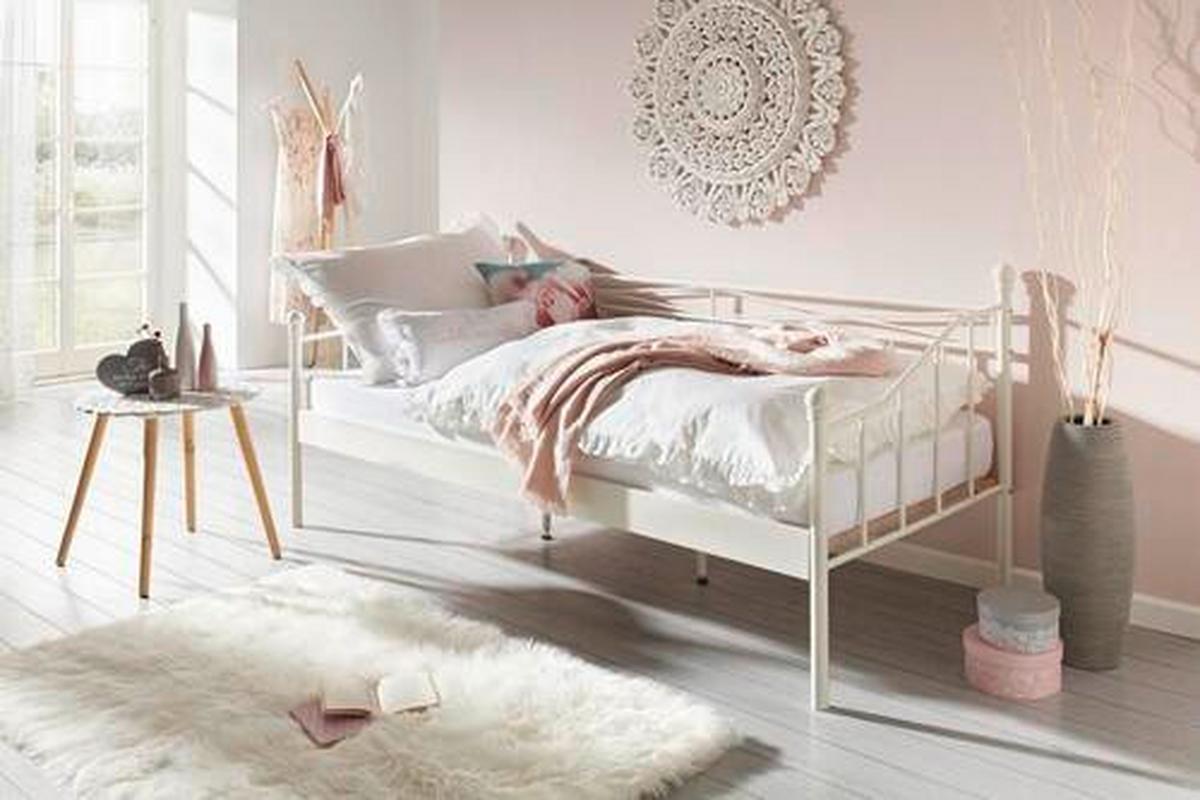 Bett in Weiss ca. 90x200cm - Weiss, Romantik / Landhaus, Metall (90/200cm) - Zandiara