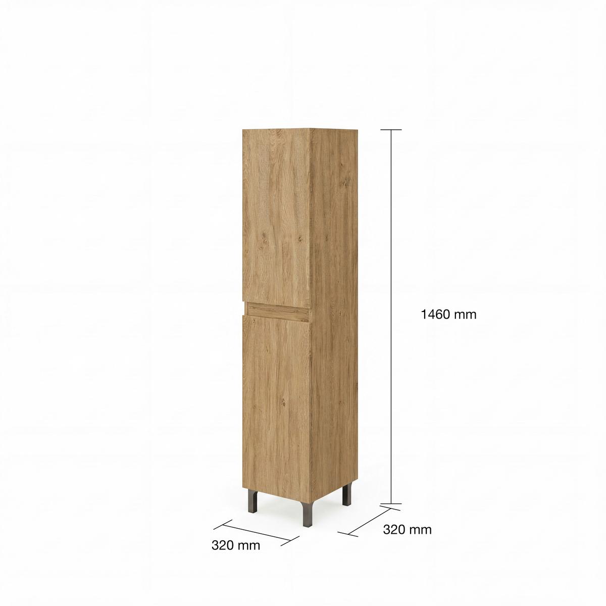 Visoki Element Lisbona - boje kroma/divlji hrast, Basics, staklo/drvni materijal (31.5/130/33.1cm)