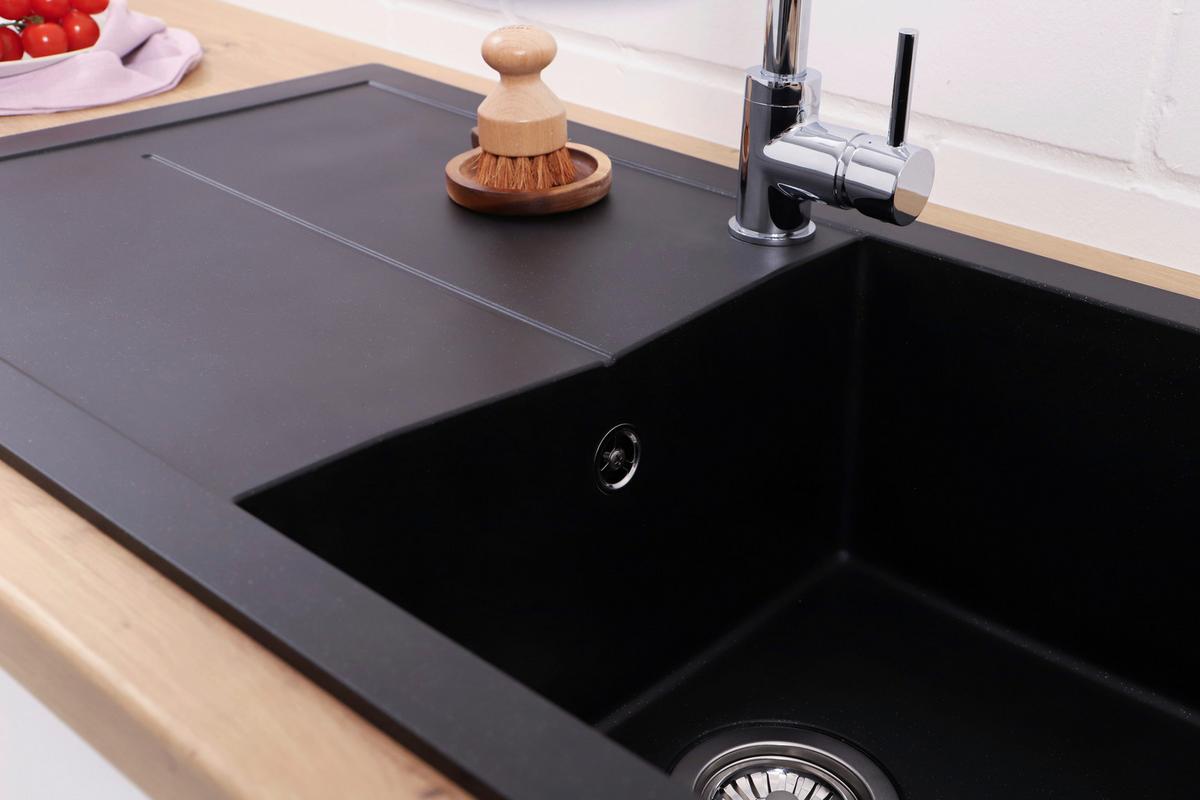 Pomivalno Korito Cleveland, 86x50cm - črna, Basics, kamen/umetna masa (86/21,4/50cm) - Respekta