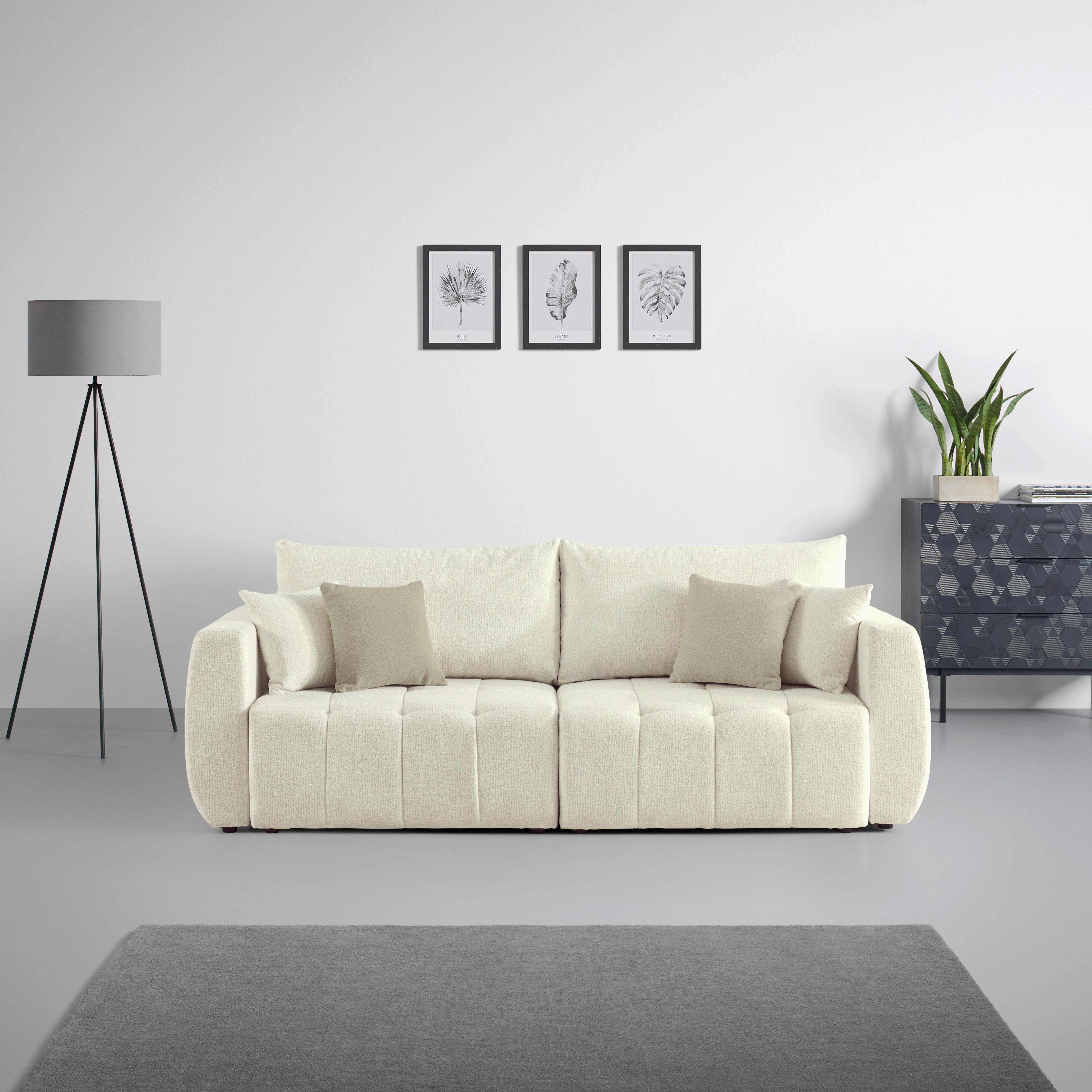Schlafsofa Bologna Beige - Beige/Schwarz, Holz/Textil (245/74-90/104cm) - Mömax