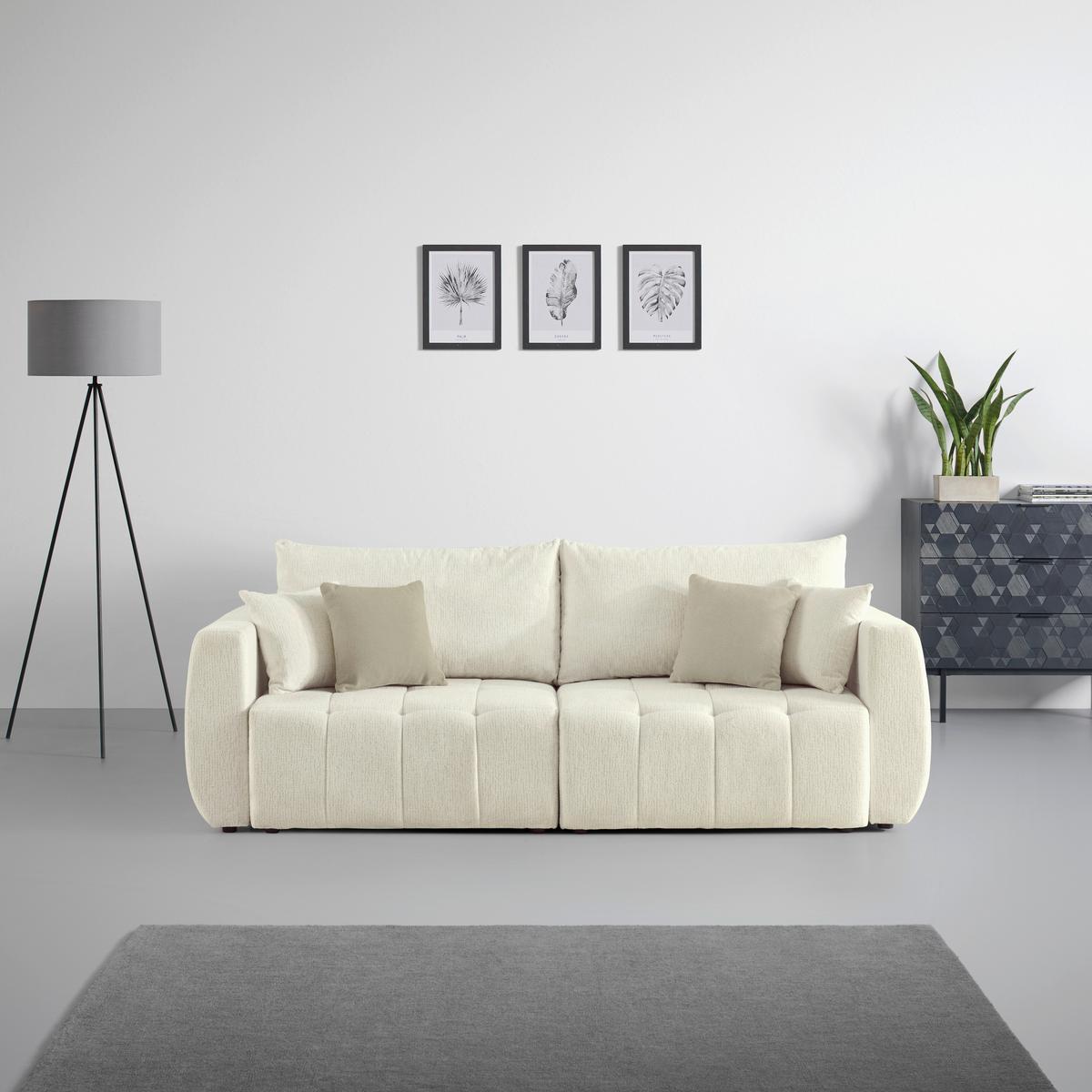 Schlafsofa Bologna Beige - Beige/Schwarz, Holz/Textil (245/74-90/104cm) - Mömax