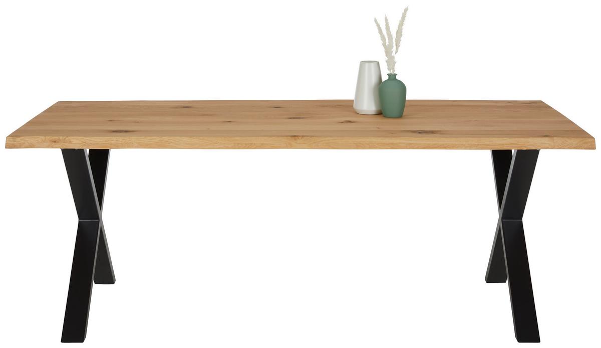 Esstisch in Wildeiche - Wildeiche/Schwarz, Natur, Holz/Metall (200/100/75cm) - Zandiara