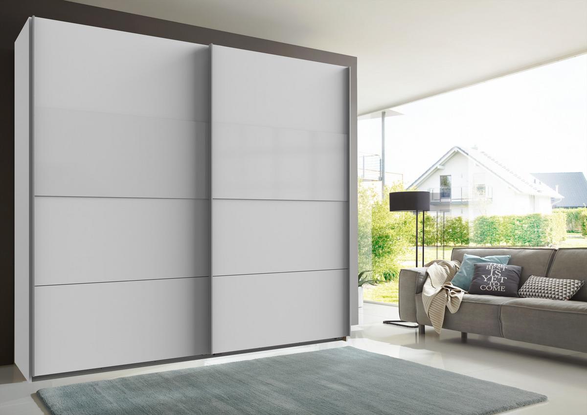 Schwebetürenschrank in Weiß - Alufarben/Weiß, KONVENTIONELL, Holzwerkstoff/Metall (225/236/65cm) - Mömax
