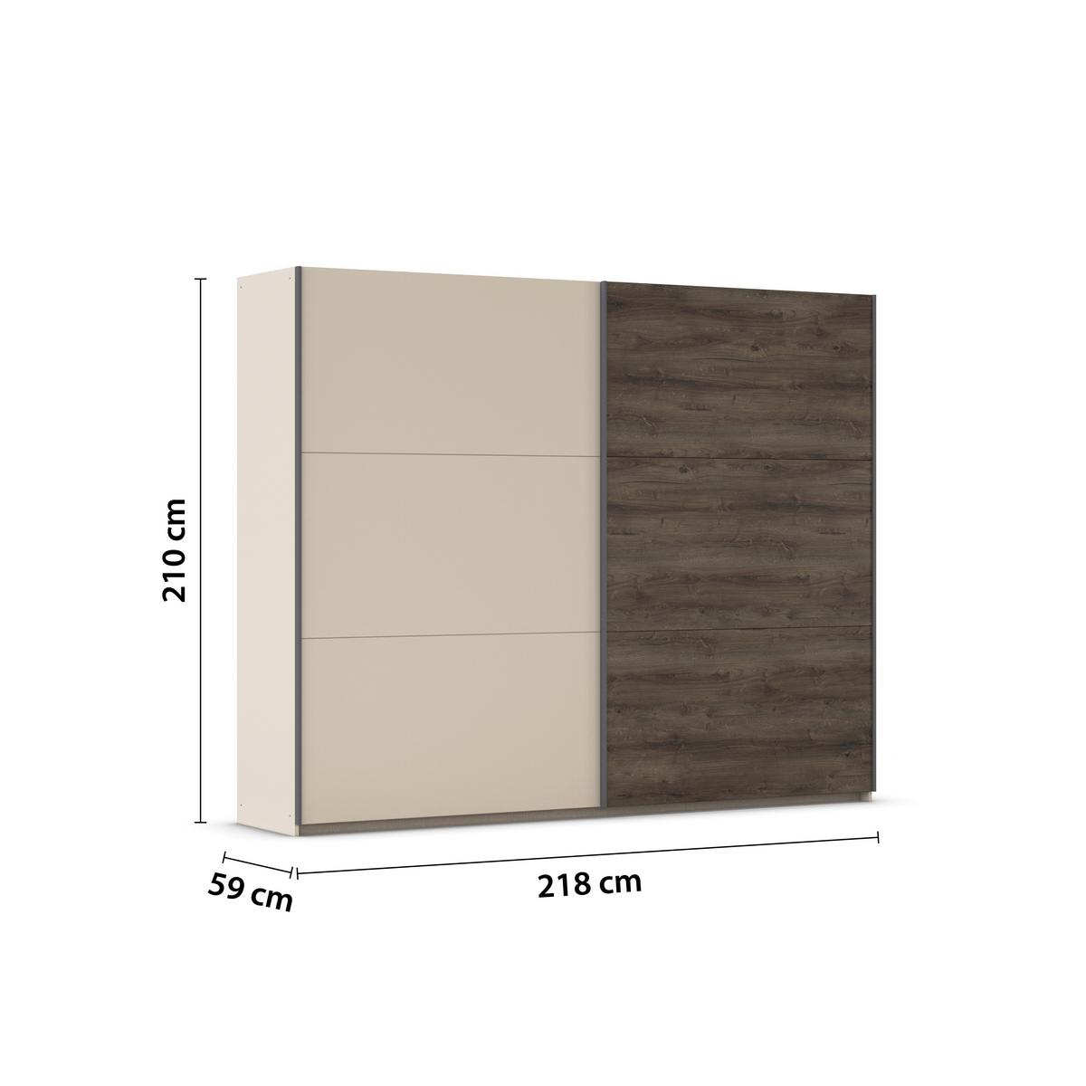 DULAP USI CULISANTE SAJO - stejar închis la culoare/șampanie, Trend, material pe bază de lemn (261/210/59cm) - Premium Living