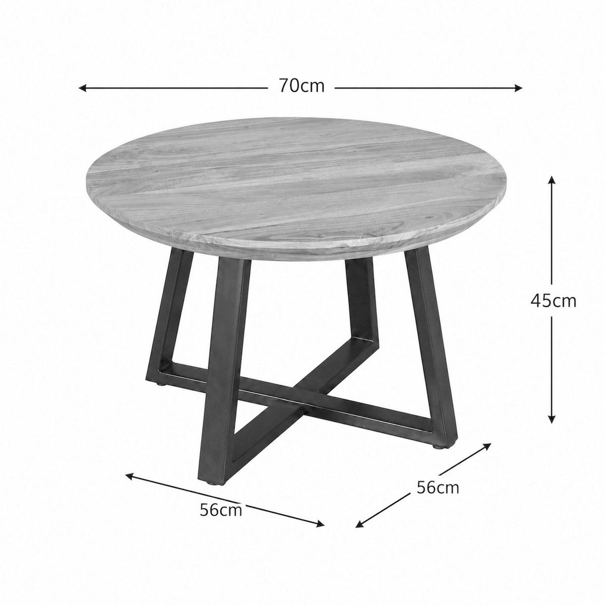 Couchtisch Safaga in Schwarz/Natur - Schwarz/Naturfarben, Natur, Holz/Metall (70/70/45cm) - Zandiara