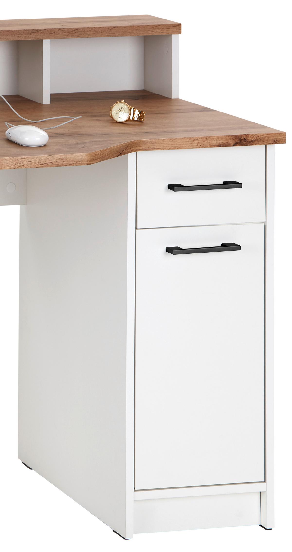 Radni Stol Tobi Mx 166 - bijela/boje hrasta, Moderno, drvni materijal/plastika (150/91/68cm) - Modern Living