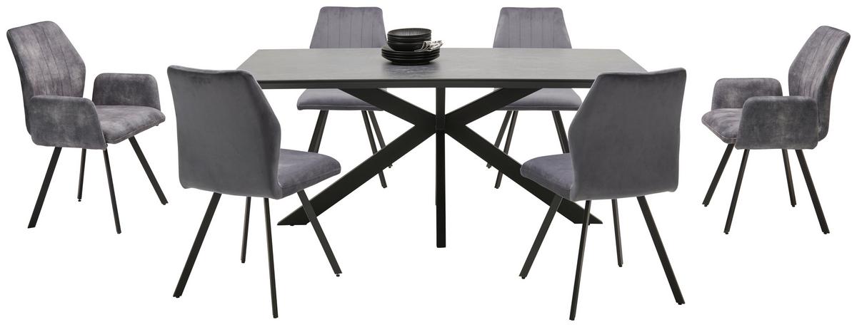 Masa STEVE 1 - negru, Modern, ceramică/metal (180/76/90cm)