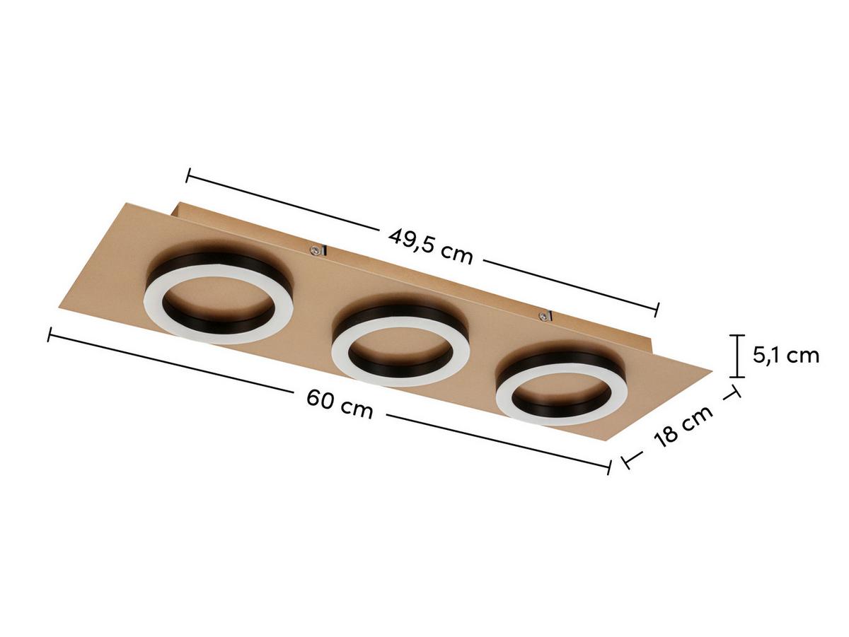 Plafonieră cu LED Emilore - cappuccino/negru, Modern, plastic/metal (60/18/5,1cm) - Mömax