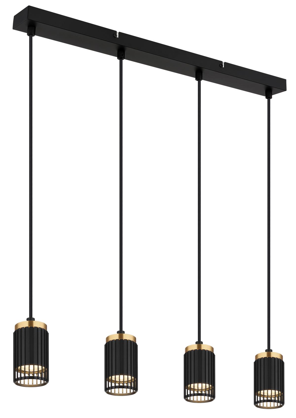 HÄNGELEUCHTE 57906-4H KORBEN - Goldfarben/Schwarz, Design, Kunststoff/Metall (60/6/120cm) - Globo