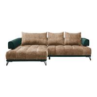 Ecksofa Morgan Dunkelgrün/Cappuccino - Dunkelgrün/Beige, MODERN, Textil/Metall (184/262cm) - Mömax