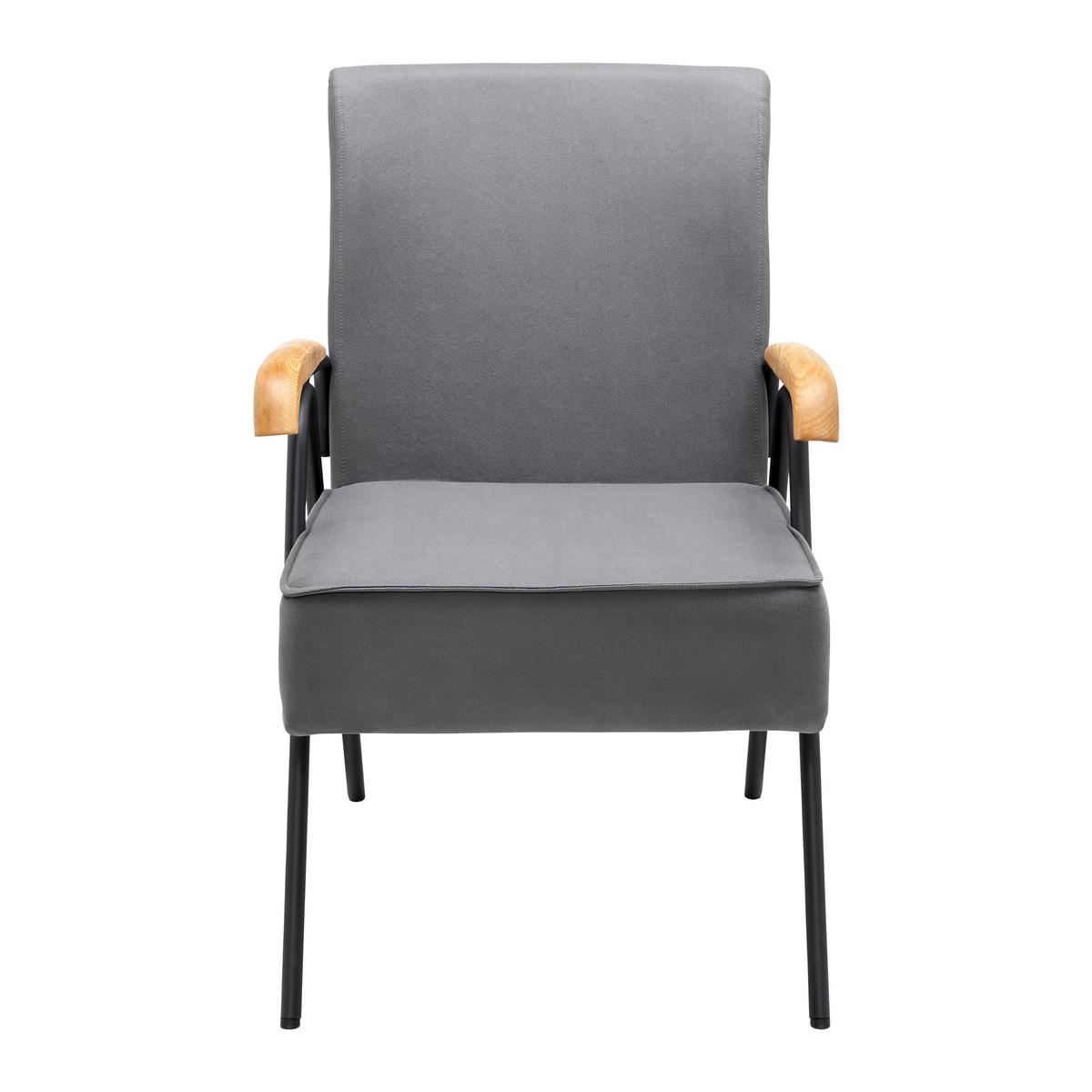 Sessel Nati Grau Mikrofaser - Schwarz/Naturfarben, MODERN, Holz/Textil (52/79/66cm) - Bessagi Home