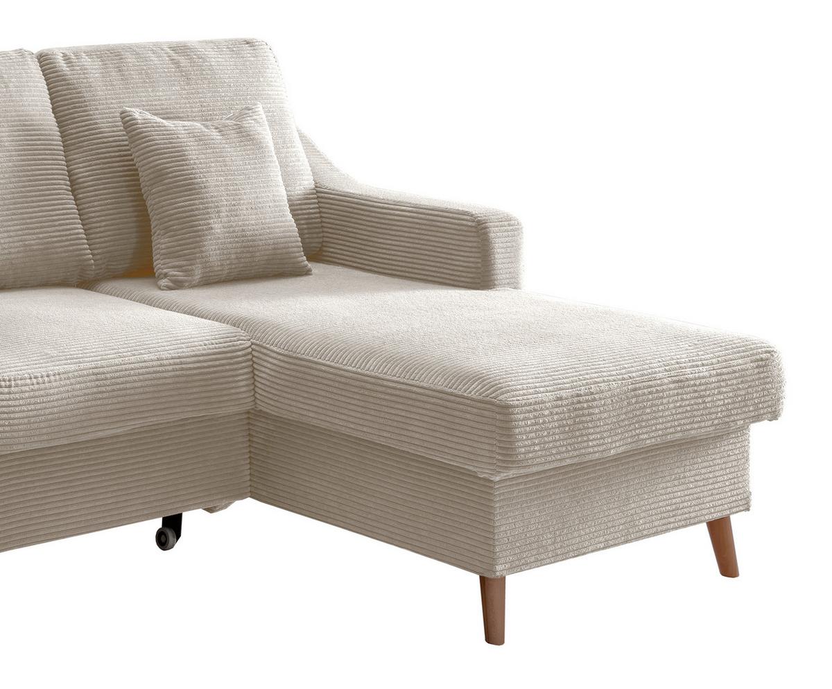 Ecksofa Valentina Cord ca. 228x150 cm Beige - Beige/Naturfarben, Design, Holz/Textil (228/150cm) - P & B