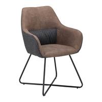 Naslanjač Liya, Siva, Rjava - svetlo rjava/temno siva, Moderno, kovina/tekstil (63/90/65cm) - Bessagi Home