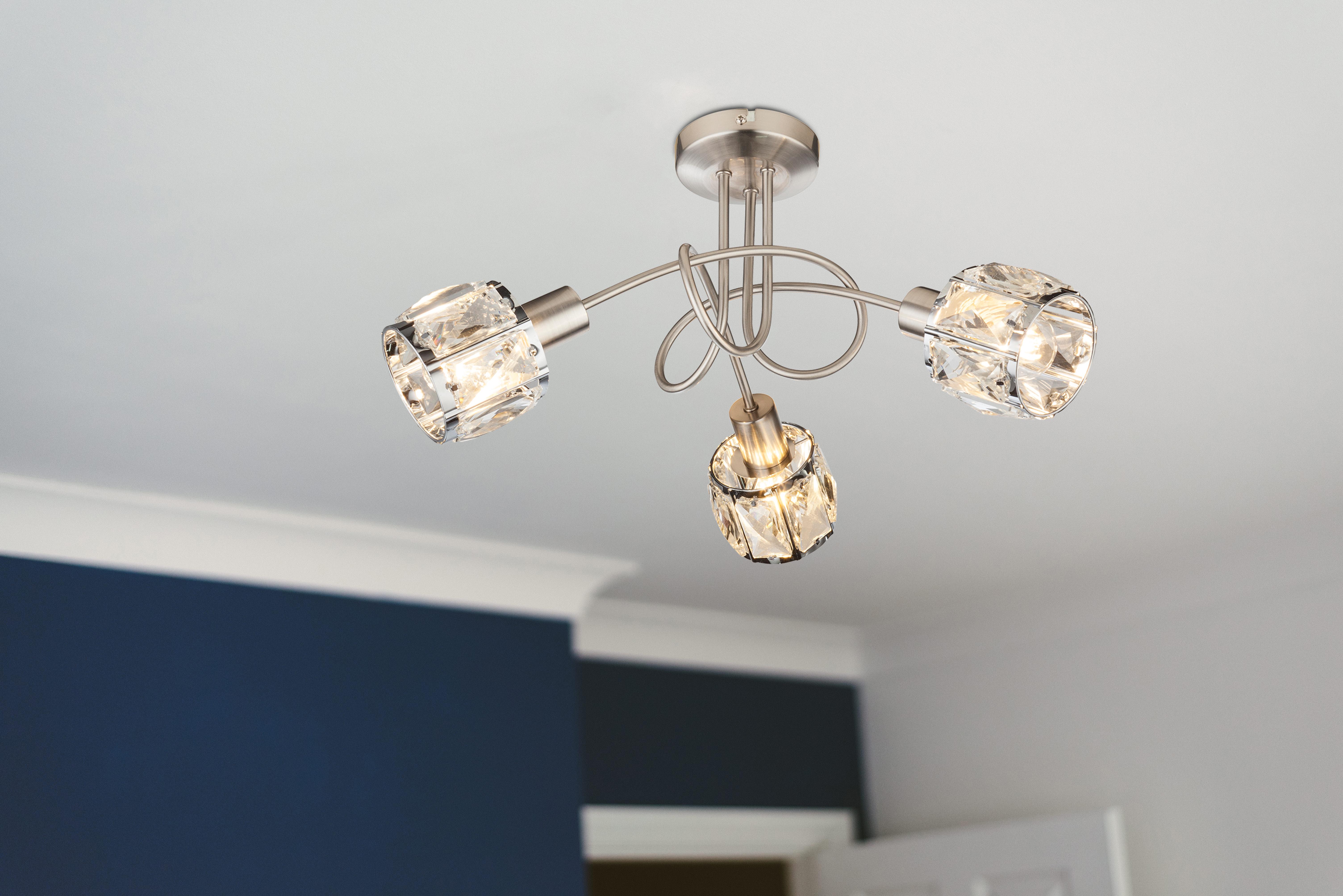 Deckenleuchte Kris in Nickelfarben max. 40 Watt - Design, Glas/Metall (38/24cm) - Globo