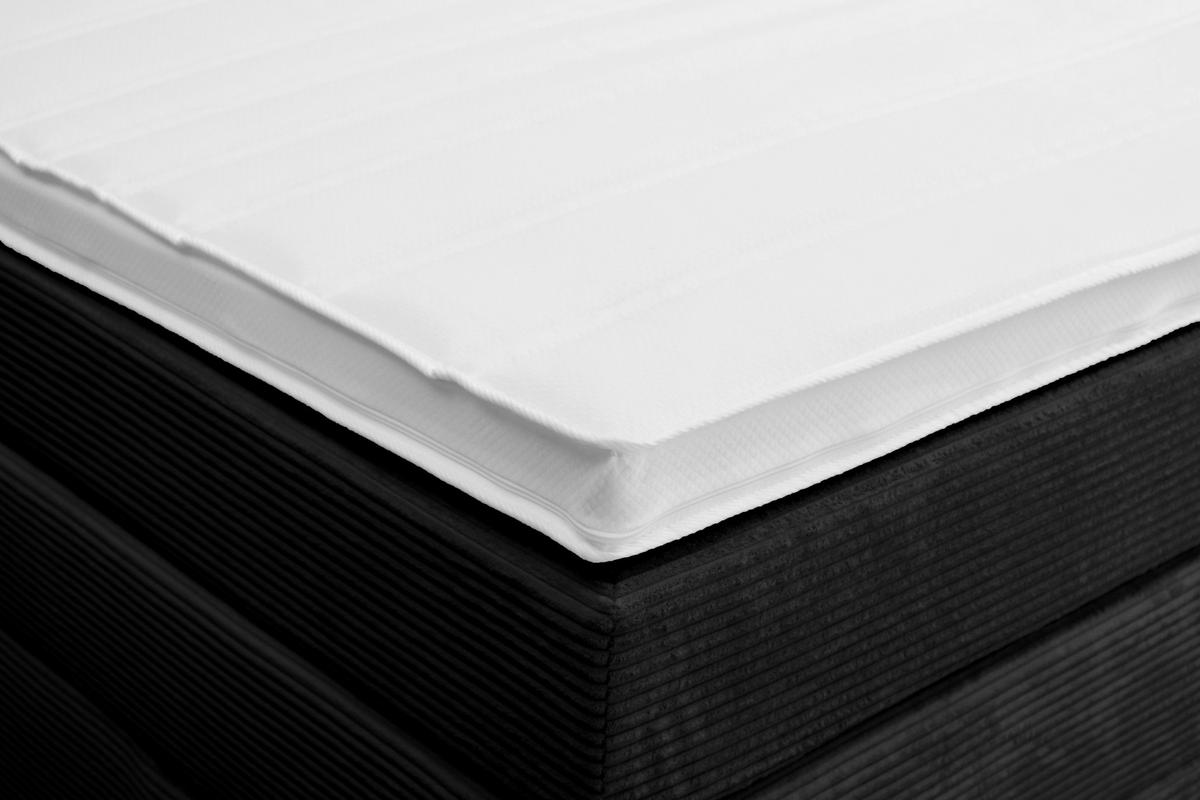 Boxspringbett Malaga ohne Fußteil Schwarz ca. 160x200cm - Silberfarben/Schwarz, KONVENTIONELL, Holz/Holzwerkstoff (160/200cm) - Premium Living