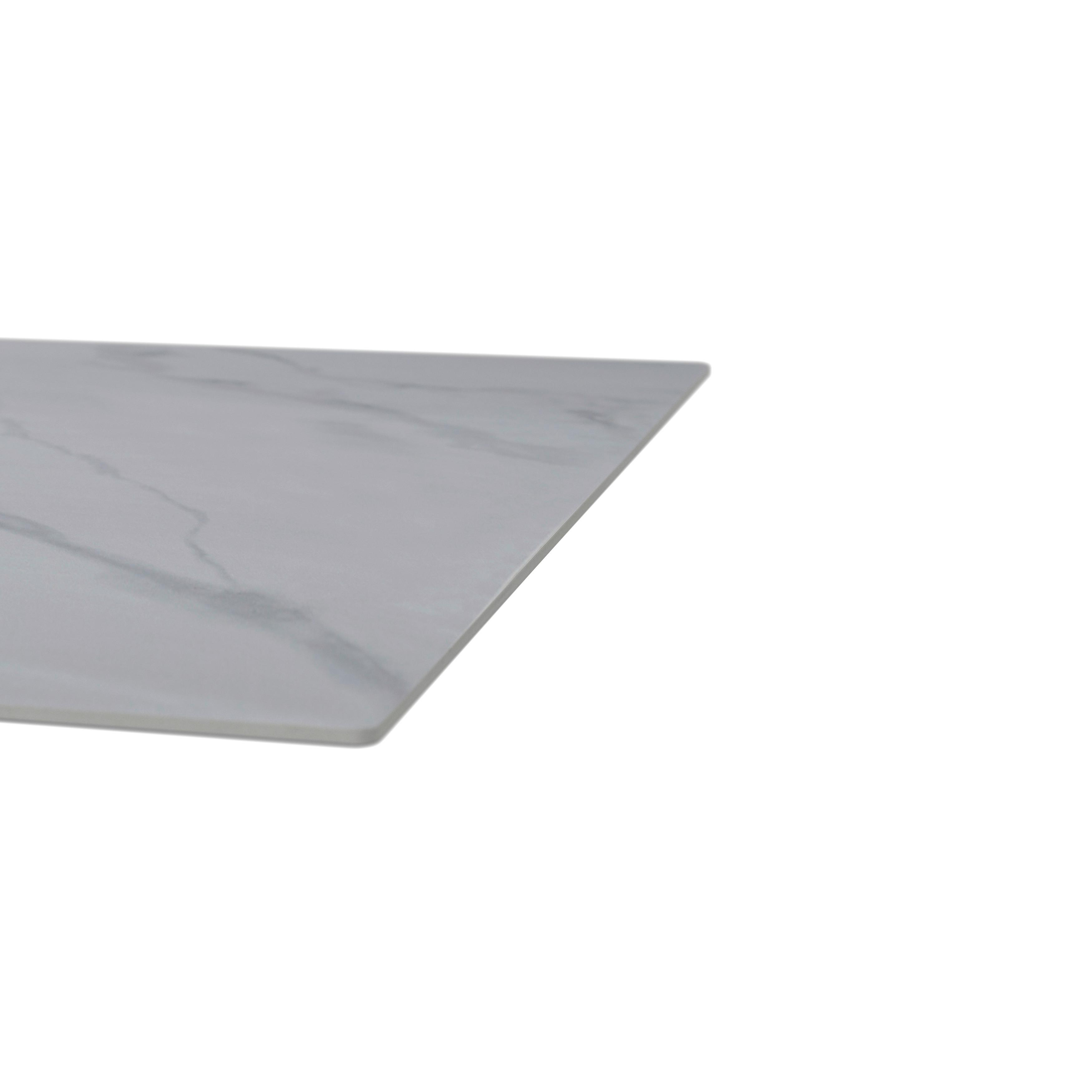 Esstisch Livan Weiß Keramik ca. 180x90x76 cm - Schwarz/Weiß, MODERN, Stein/Metall (180/76/90cm) - Bessagi Home