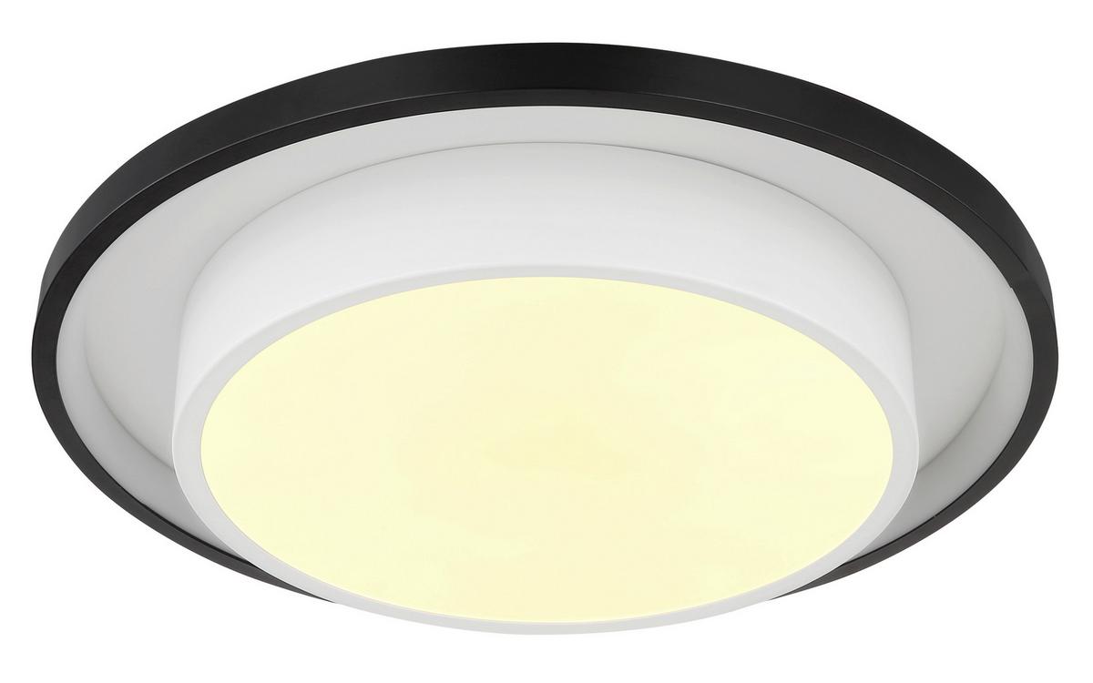 LED-Deckenleuchte Morgan Opal/Schwarz max. 21 Watt - Opal/Schwarz, Design, Kunststoff/Metall (39,5/5cm) - Globo