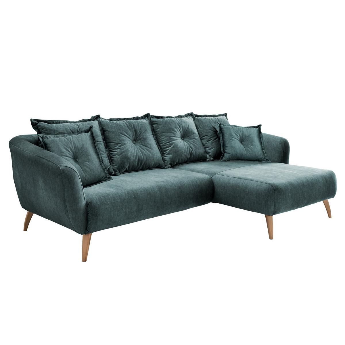 Wohnlandschaft Baggio Blau Velours - Blau/Schwarz, MODERN, Holz/Textil (277/162cm) - Livetastic