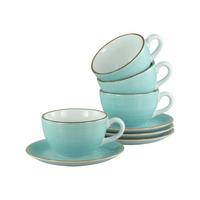 Kavni Servis Vintage Nature Aqua, 8-Delni - turkizna/bela, Basics, keramika - Creatable