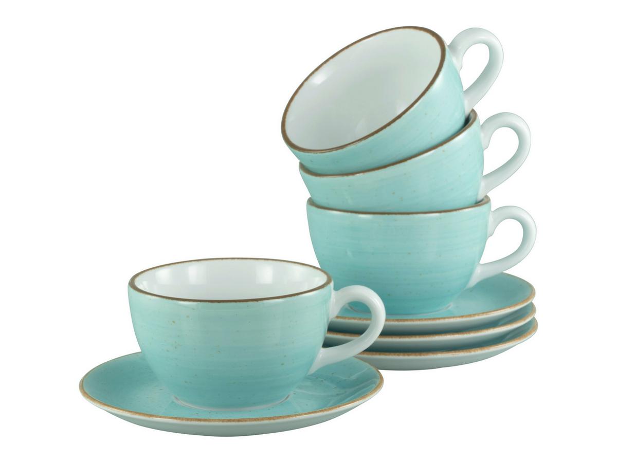 Kavni Servis Vintage Nature Aqua, 8-Delni - turkizna/bela, Basics, keramika - Creatable